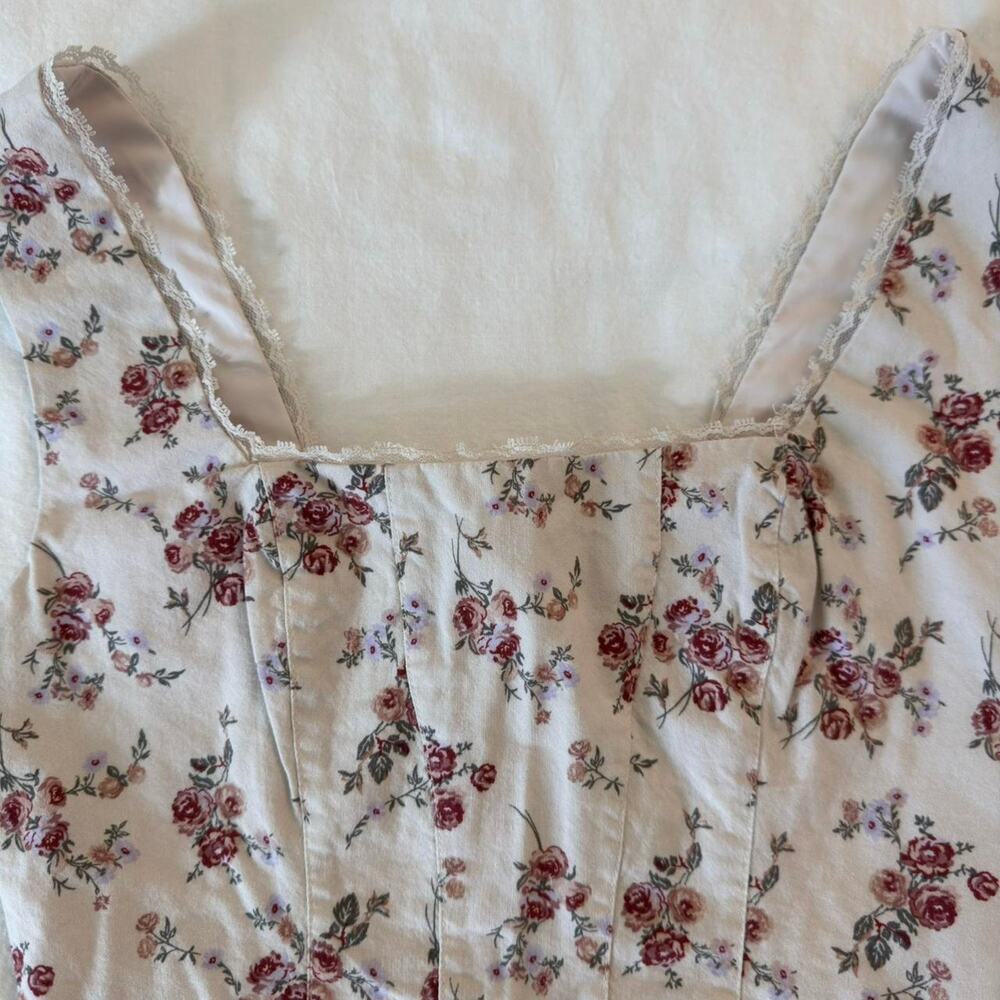 White and pink floral corset - Picture 2 of 5